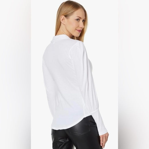 Revolve Bobi Los Angeles Bishop Long Sleeve Button Up Curve Hem Size XS Gray NWT - Picture 3 of 7